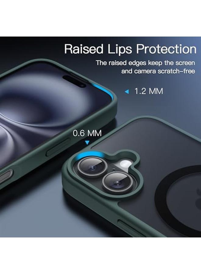 جي تيك جراب مغناطيسي لهاتف iPhone 16 مقاس 6.1 بوصة متوافق مع Magsafe، غطاء خلفي شفاف غير لامع رفيع مقاوم للصدمات، أخضر داكن - Image 5