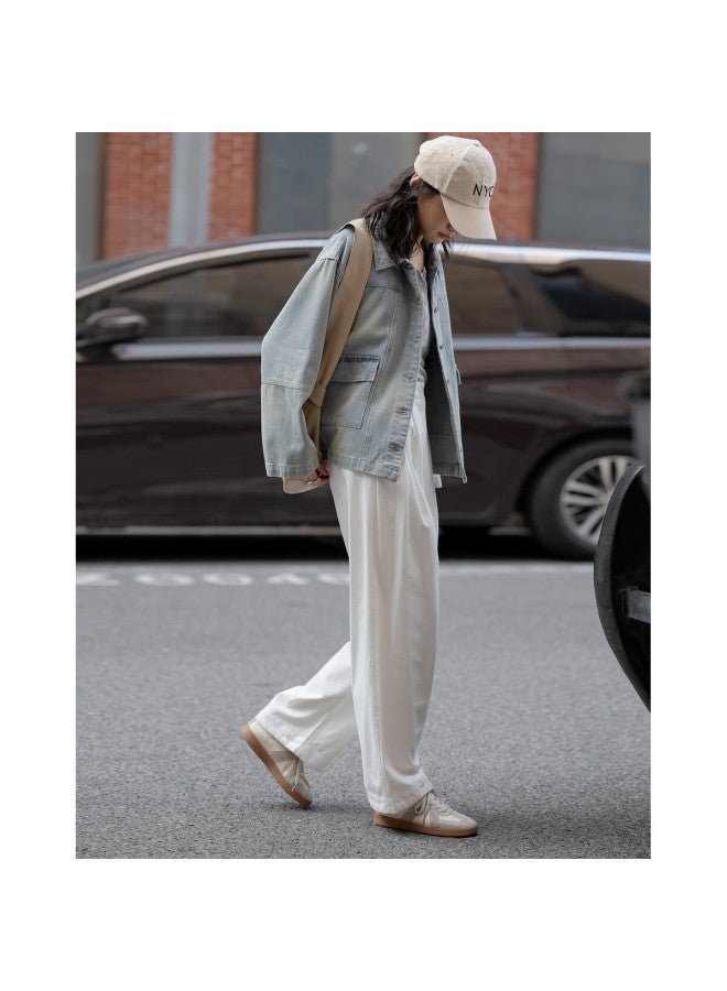 Dme "Denim Utopia" Spring High Street Stylish Turn-Down Collar Oversized Fit Concealing Comfortable Women'S Denim Jacket - Image 5