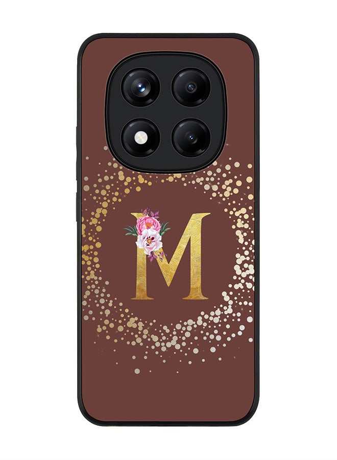 Stylizedd For Xiaomi Redmi Note 14 Pro 4G 4G Case,Slim fit Camera Protection, Shockproof Thin Phone cover  - Custom Monogram Floral - M  (Brown ) - Image 1