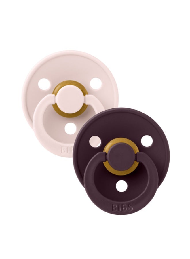 بيبس لهاية BIBS الملونة من اللاتكس مقاس 1 بتلة/برقوقي، قطعتان - Image 1