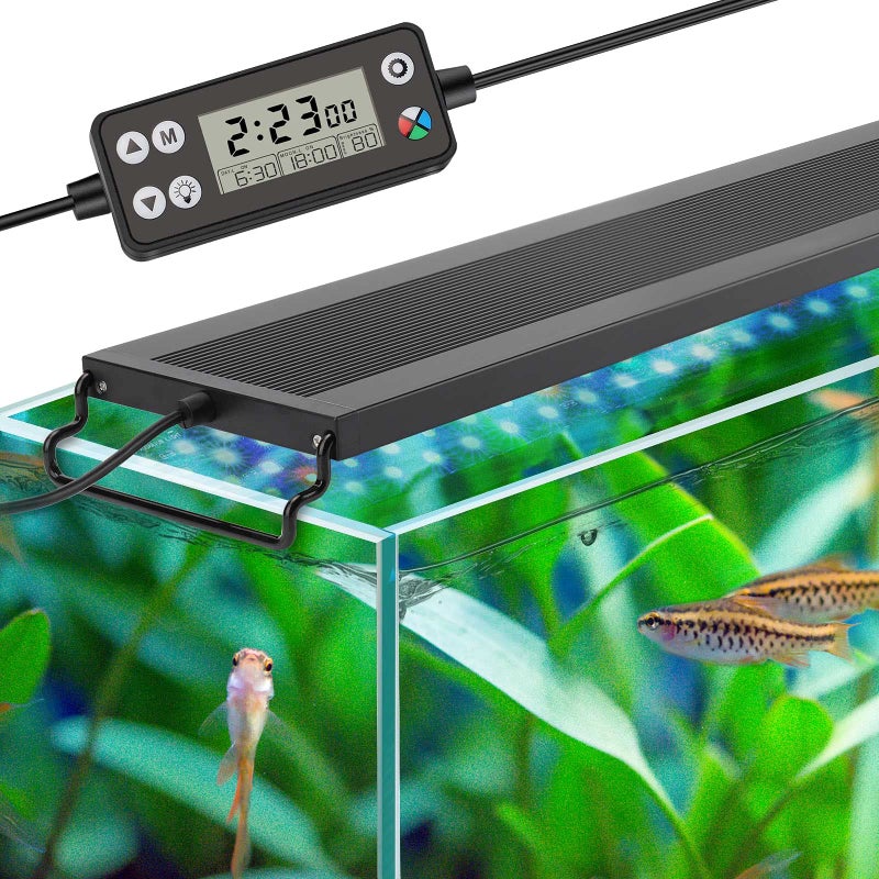hygger Auto On Off LED Aquarium Light, Full Spectrum Fish Tank Light with LCD Monitor, 24/7 Lighting Cycle, 7 Colors, Adjustable Timer, IP68 Waterproof, 3 Modes for 36"-42" Freshwater Planted Tank - Image 1