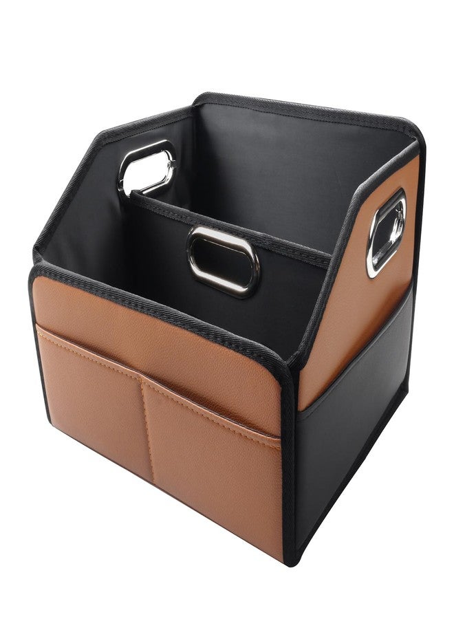 Noaman Leather Car Seat Organizer for Back Front Passenger Seats with 6 Storage Compartments 3 Carry Handles Front Seat Car Organizer for kids Multipurpose Car Organizers and Storage Brown and Black - Image 1