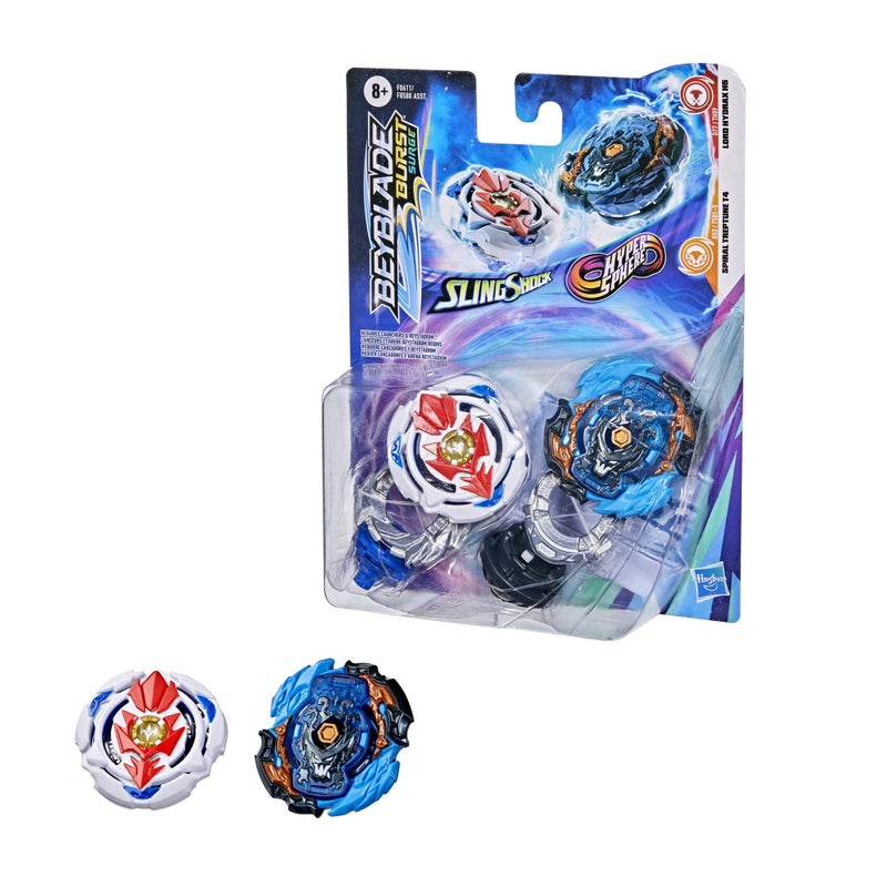 BeyBlade Bey Blade Burst Surge Dual Collection Pack Hypersphere Lord Hydrax H5 and Slingshock Spiral Treptune T4 Battling Game Top Toys - Image 2
