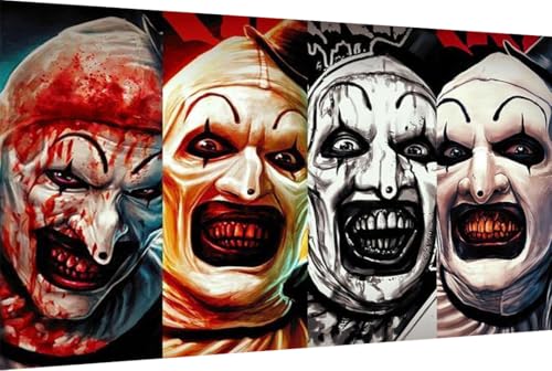 MBNTJHT Halloween Paint by Numbers Kit for Adults BeginnersHorror Clown Paint by Number Kits on Canvas Without FramedDIY Digital Oil Painting Art Kits for Home Wall Decor 16X24 Inch - Image 1