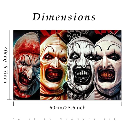 MBNTJHT Halloween Paint by Numbers Kit for Adults BeginnersHorror Clown Paint by Number Kits on Canvas Without FramedDIY Digital Oil Painting Art Kits for Home Wall Decor 16X24 Inch - Image 3