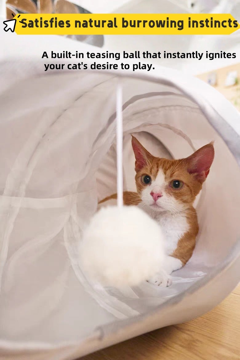 Donut Shaped Foldable Cat Tunnel Bed with Entry Holes and Toys - Image 2