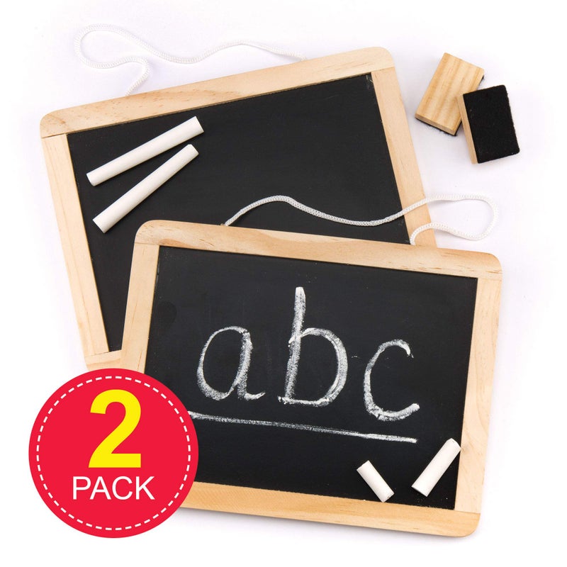 Baker Ross AR287 Wooden Chalk Board Sets - perfect Craft Supplies For Boys and Girls (Pack of 2), Black, 21cm x 16cm - Image 2