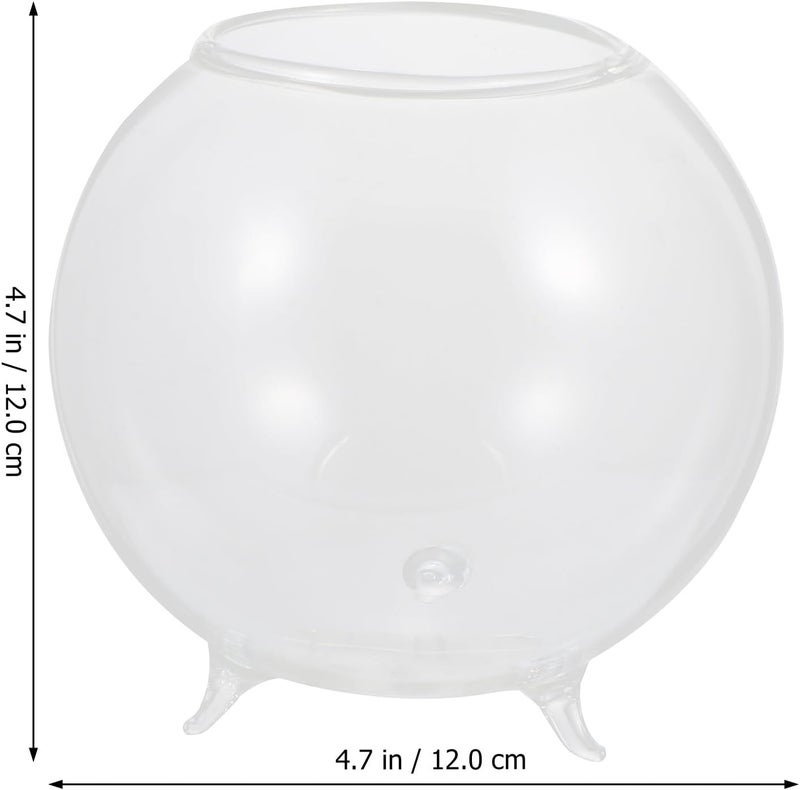 KICHOUSE Hydroponic Flower Arrangement Glass Vase, Round Medium 12cm Flower Vase Container for Living Room Decor - Image 2