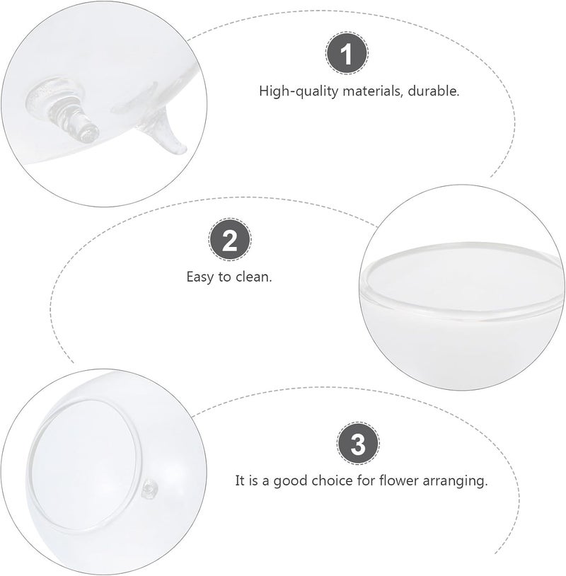 KICHOUSE Hydroponic Flower Arrangement Glass Vase, Round Medium 12cm Flower Vase Container for Living Room Decor - Image 3