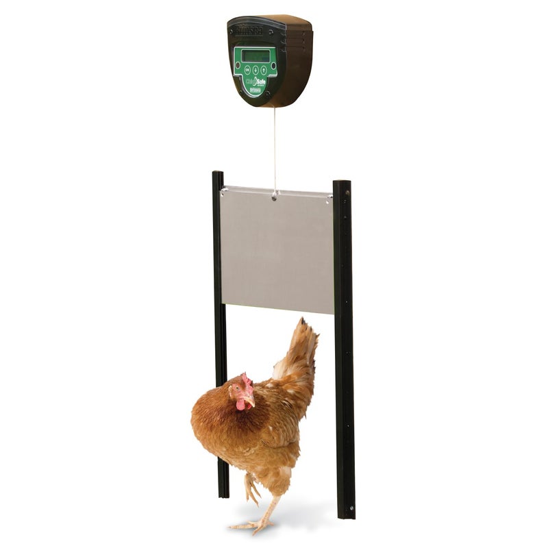 Brinsea ChickSafe Advance Automatic Chicken Coop Door Opener and Door Kit for Hen House with Programmable Timer Digital Display Space Saving 2Stage Aluminum Door