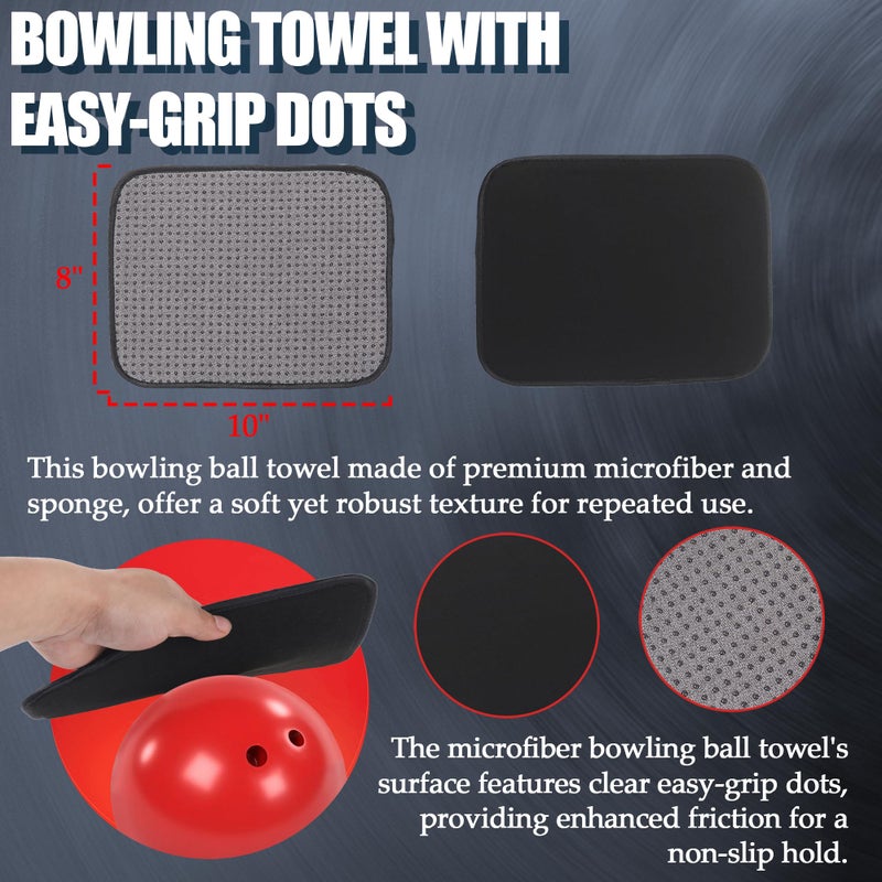 Tongass Combo Pack Bowling Ball Cleaner Spray Kit  10""X8"" Bowling Ball Towel With Easy-Grip Dots  Bowlings Polisher Bag For Storage  Portable Bowlings Cleaner Set - Oil Scuff Mark Cleaners - Image 4