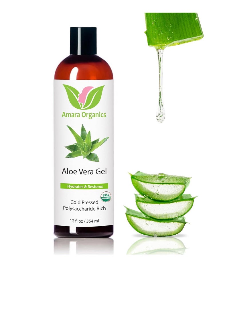 Amara Beauty - USDA Organic Aloe Vera Gel - For Face, Body, Hair - 100% Pure, After Sun Care - Image 1
