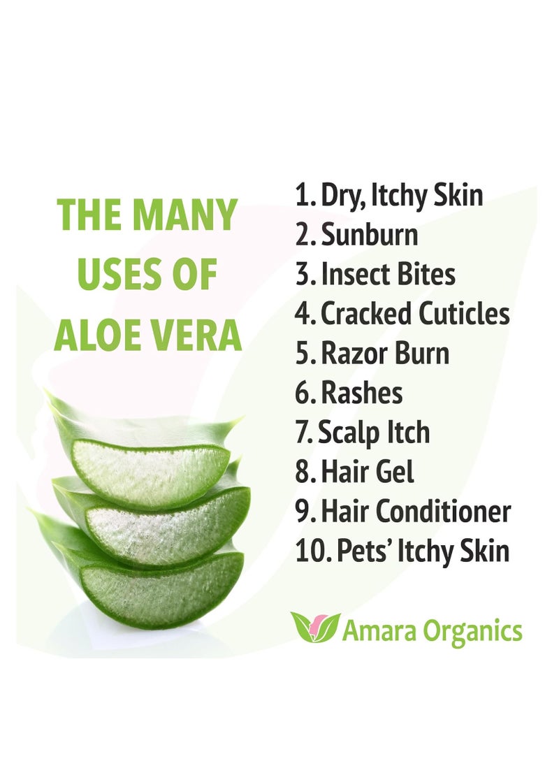 Amara Beauty - USDA Organic Aloe Vera Gel - For Face, Body, Hair - 100% Pure, After Sun Care - Image 1