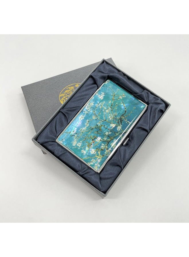 Nacreh Mother of Pearl Business Card Case Credit Id Name Holder Travel Wallet Art Painting Design Metal Stainless Steel Engraved Slim Purse Pocket Cash Money Wallet, Mum Cloud, Mother of Pearl - Image 5