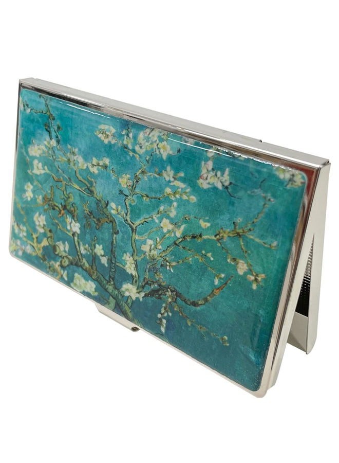 Nacreh Mother of Pearl Business Card Case Credit Id Name Holder Travel Wallet Art Painting Design Metal Stainless Steel Engraved Slim Purse Pocket Cash Money Wallet, Mum Cloud, Mother of Pearl - Image 4