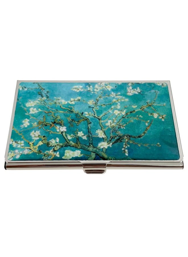 Nacreh Mother of Pearl Business Card Case Credit Id Name Holder Travel Wallet Art Painting Design Metal Stainless Steel Engraved Slim Purse Pocket Cash Money Wallet, Mum Cloud, Mother of Pearl - Image 2
