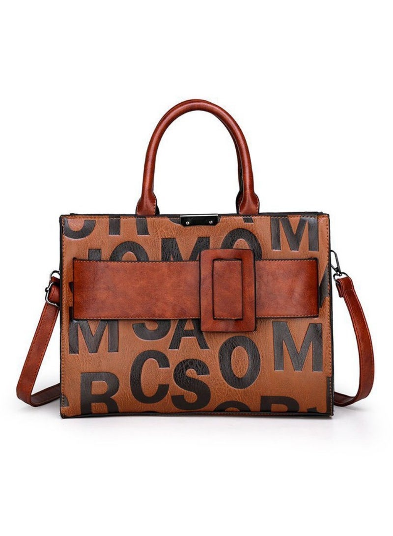 Rup Art American Shoulder Bag Letter Pattern Portable Single Shoulder Bag Embossing Large Capacity Letter Bag Rup Art - Image 1