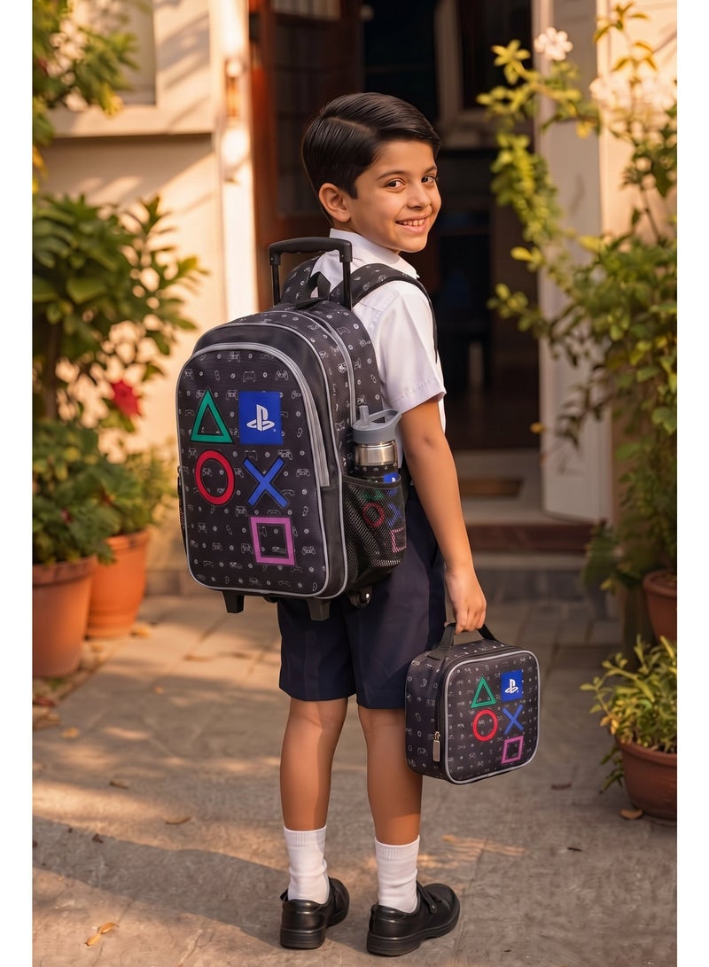 Sony PlayStation Premium 5-in-1 Kids Trolley School Set 18" | Rolling Backpack, Lunch Bag, Lunch Box, Water Bottle & Pencil Case | Boys School Bag - Image 3