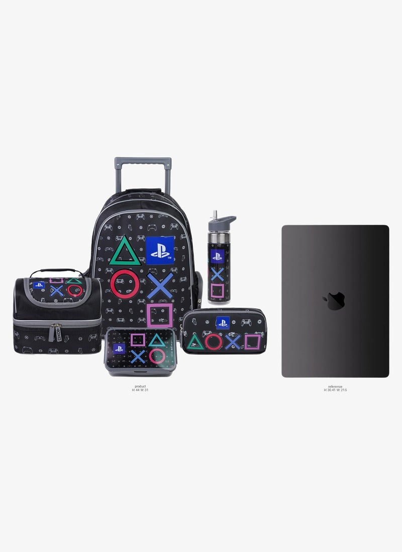 Sony PlayStation Premium 5-in-1 Kids Trolley School Set 18" | Rolling Backpack, Lunch Bag, Lunch Box, Water Bottle & Pencil Case | Boys School Bag - Image 2