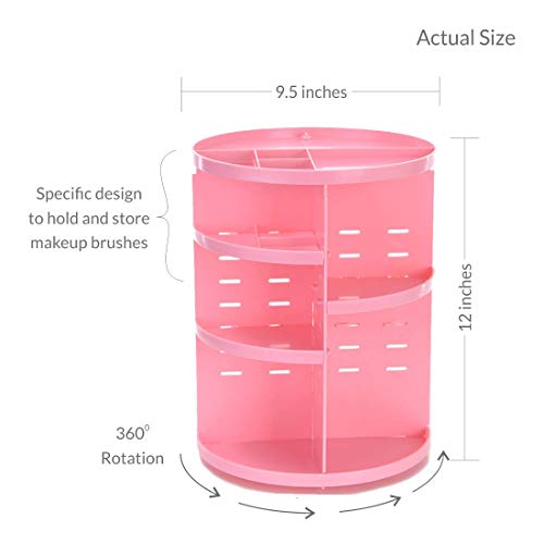PACKNBUY Makeup Box Organizer 360 Rotating Storage Cosmetic Organizer Vanity Stand PINK - Image 2