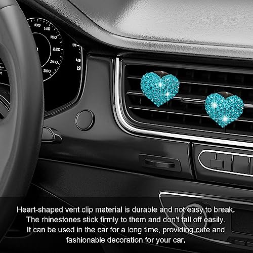 RBOKO 2Pcs Car Air Vent Clip, Bling Crystal Heart Charms Car Air Vent Clips, Car Air Conditioning Outlet Clip Decorative, Car Interior Decoration Accessories Universal for Women and Man (blue) - Image 5