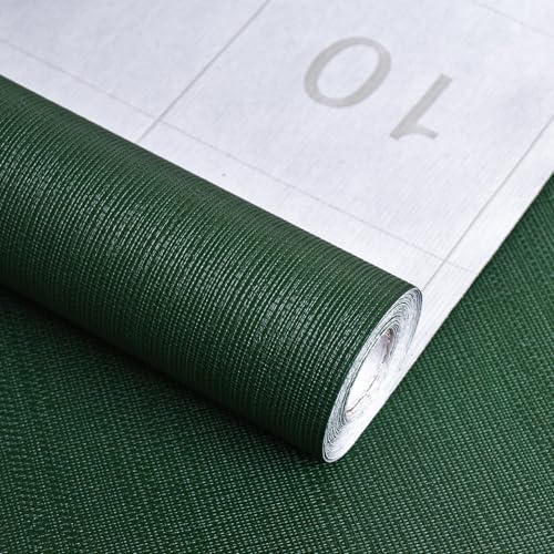 Sevalo Olive Green Peel and Stick Wallpaper Green Contact Paper for Cabinets and Drawers Textured Embossed Self Adhesive Removable Wallpaper Bedroom Bathroom Waterproof Dark Room 157inW 197inL - Image 1