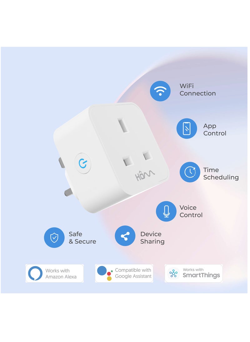 blupebble - HOMM by blupebble Power One Smart Plug with Wifi and Bluetooth Voice Controlled, Wireless Smart Socket, Device Sharing, Without Energy Monitoring No Hub Required - Image 1