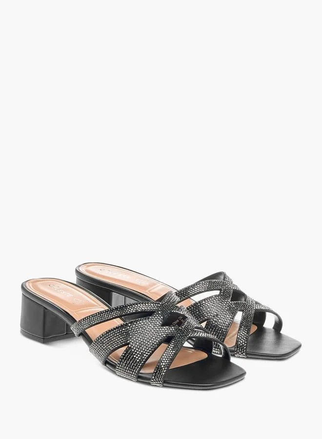 Celeste Womens Embellished Slip-On Sandals With Block Heels
