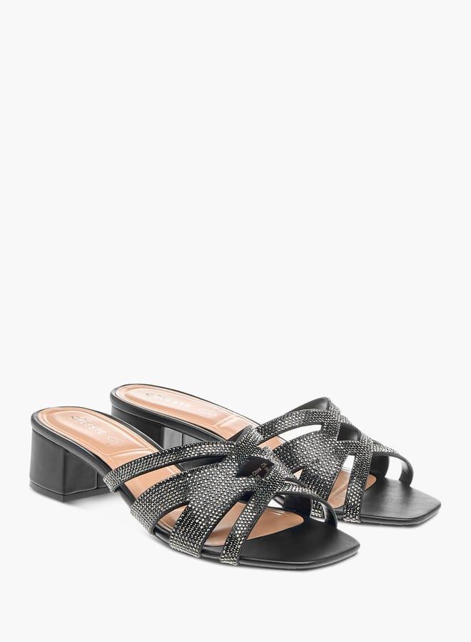 سيليست صنادل نسائية سهلة الارتداء بكعب عريض مزينة - Image 2