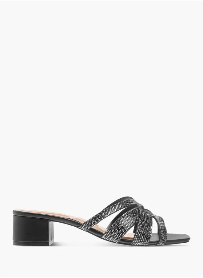سيليست Womens Embellished Slip-On Sandals With Block Heels Ramadan Collection