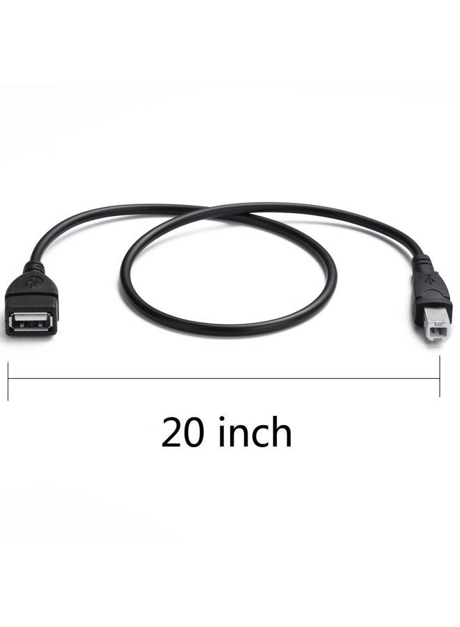 YOUOWO 2 PACK USB 2.0 Cable A Female to USB B Male Cable for Printer(USB_A-USB_B Cables, Black) - Image 3