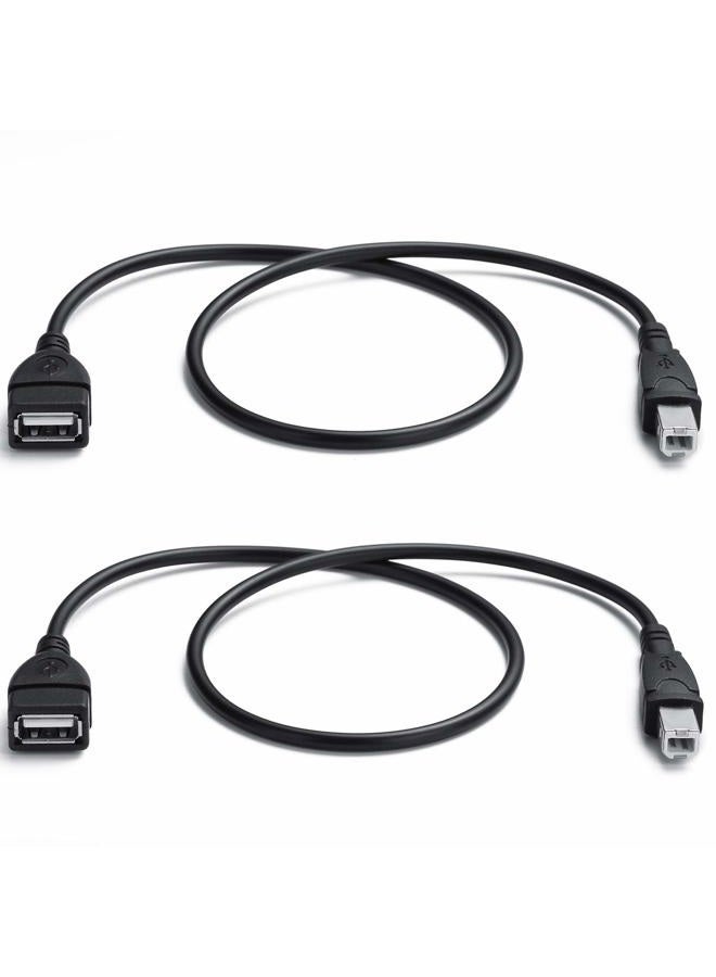 YOUOWO 2 PACK USB 2.0 Cable A Female to USB B Male Cable for Printer(USB_A-USB_B Cables, Black) - Image 1