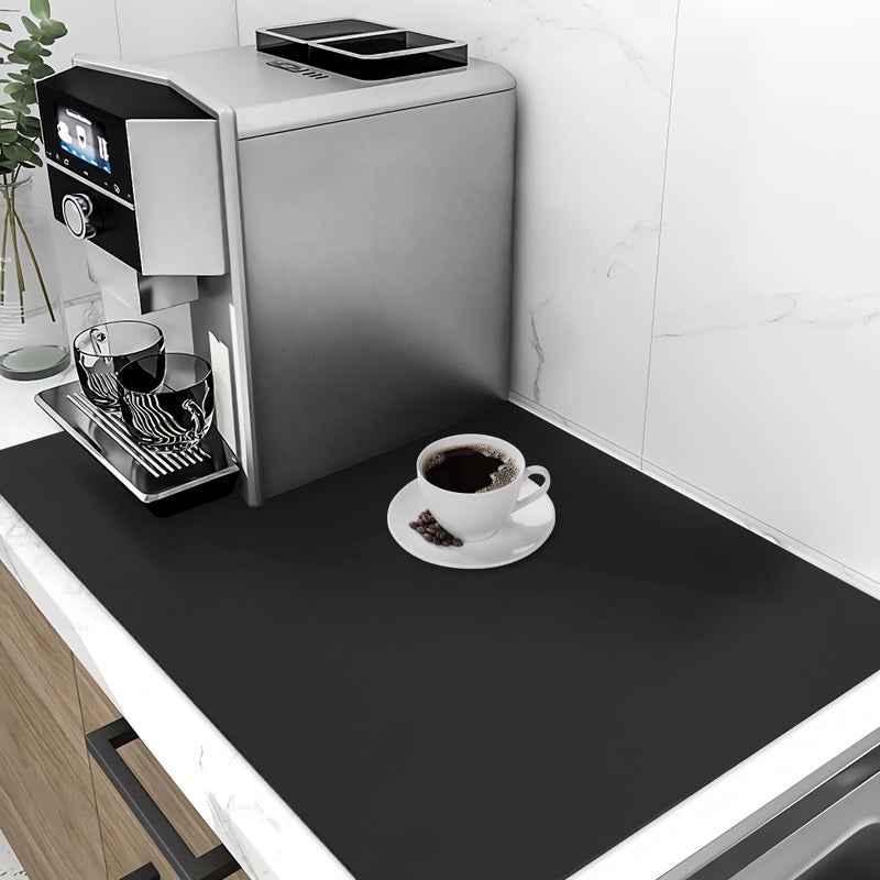 SOSMAR Super Absorbent Dish Drying Mat  16x24 Inch Counter Protector Mat for Coffee Machine  Sink NonSlip Black