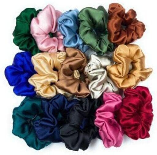 Generic Satin Silk Hair Ties Scrunchies Elastic hair bandhand band for women and Girls Pack Of 12 Pcs  - Image 2