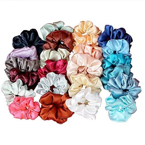Generic Satin Silk Hair Ties Scrunchies Elastic hair bandhand band for women and Girls Pack Of 12 Pcs  - Image 3
