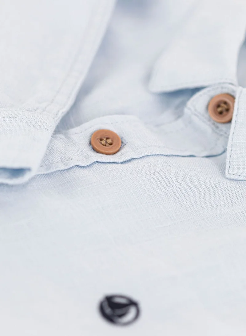 Petit Bateau Youth Monogram Linen Shirt