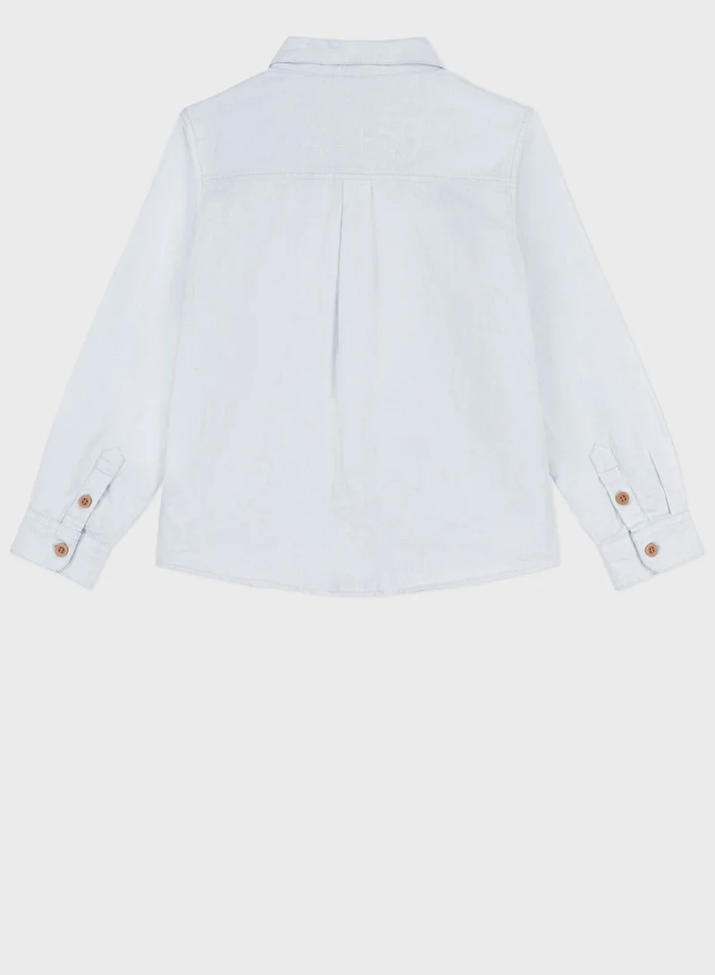 Petit Bateau Youth Monogram Linen Shirt
