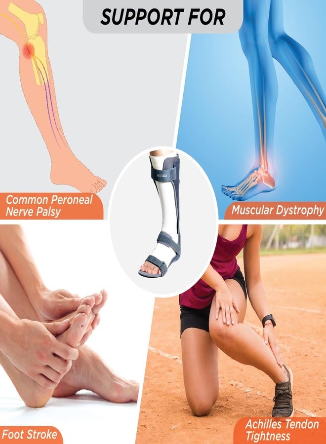 Vissco Foot Drop Support with Padding For Peroneal Nerve Palsy, Free Stockinette, Lighweight (Grey) (M, Left) - Image 4