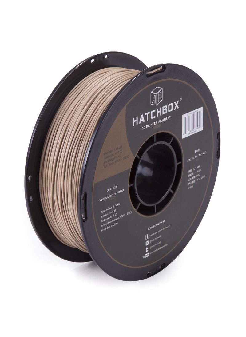 HATCHBOX HATCHBOX 1.75mm Wood PLA 3D Printer Filament, 1 KG Spool, Dimensional Accuracy +/- 0.03 mm, 3D Printing Wood Filament  - Image 1