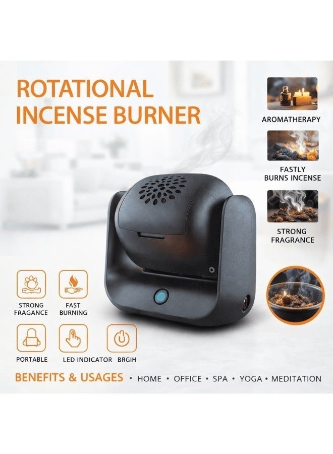 ELTRAZONE Rotational Incense Burner, Portable Rechargeable with 90° Rotatable Design - Image 1