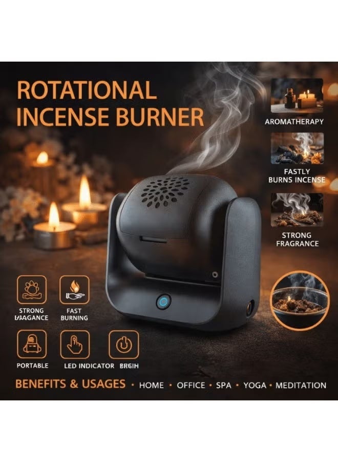 ELTRAZONE Rotational Incense Burner, Portable Rechargeable with 90° Rotatable Design - Image 3