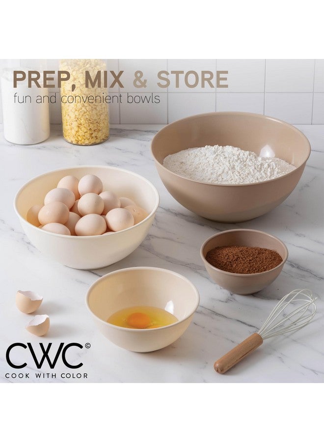 كوك ويذ كولرز أوعية خلط COOK WITH COLOR بأغطية TPR - مجموعة من 12 وعاء بلاستيكي متداخل تتضمن 6 أوعية تحضير و6 أغطية، آمنة للاستخدام في الميكروويف (بني) - Image 2