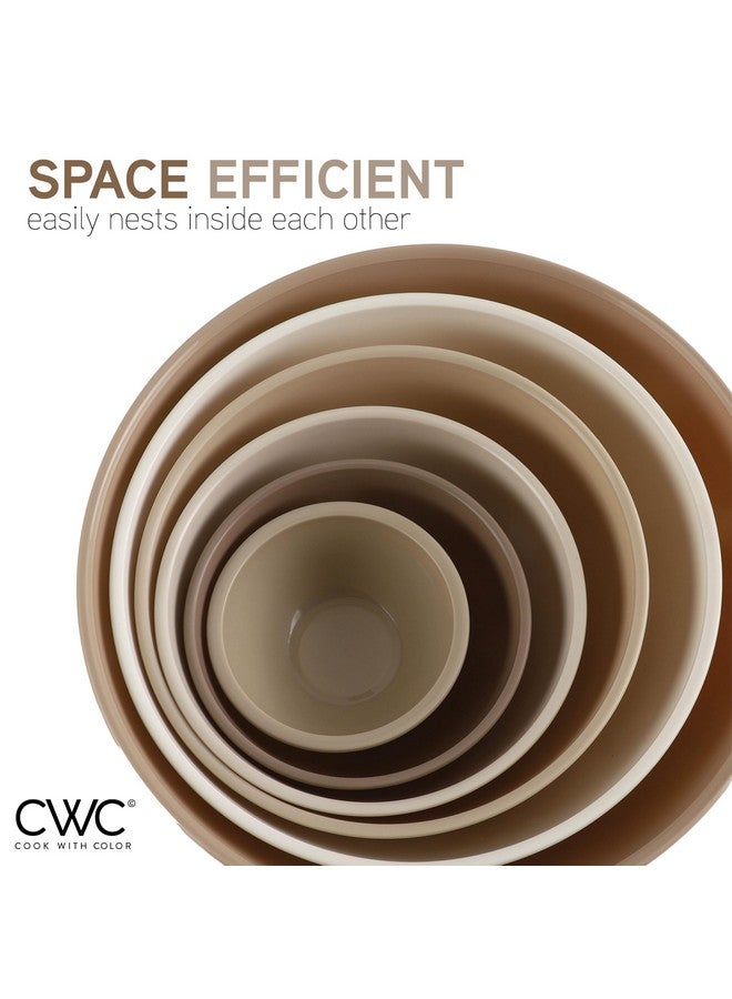كوك ويذ كولرز أوعية خلط COOK WITH COLOR بأغطية TPR - مجموعة من 12 وعاء بلاستيكي متداخل تتضمن 6 أوعية تحضير و6 أغطية، آمنة للاستخدام في الميكروويف (بني) - Image 4