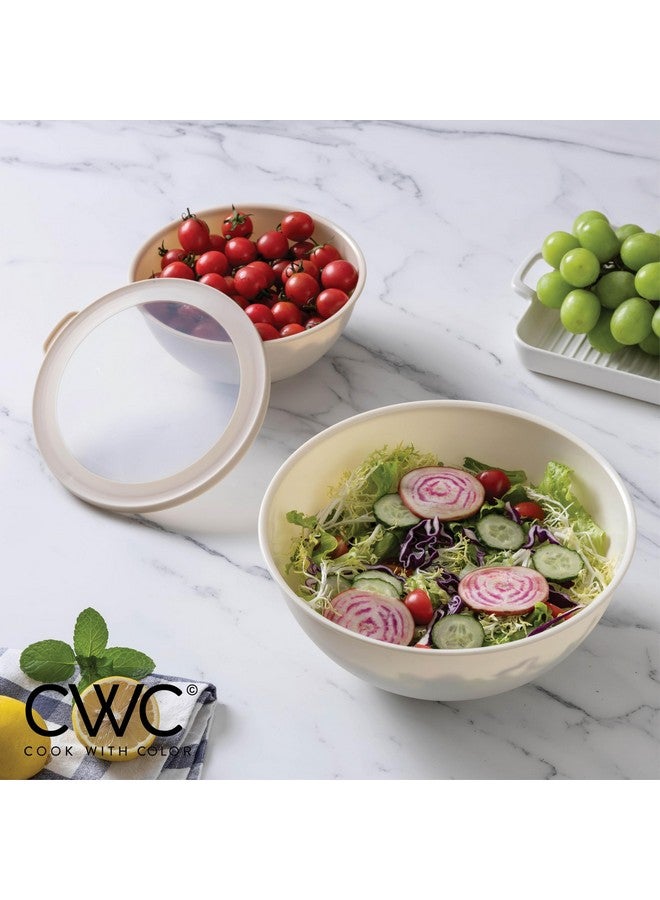 كوك ويذ كولرز أوعية خلط COOK WITH COLOR بأغطية TPR - مجموعة من 12 وعاء بلاستيكي متداخل تتضمن 6 أوعية تحضير و6 أغطية، آمنة للاستخدام في الميكروويف (بني) - Image 3