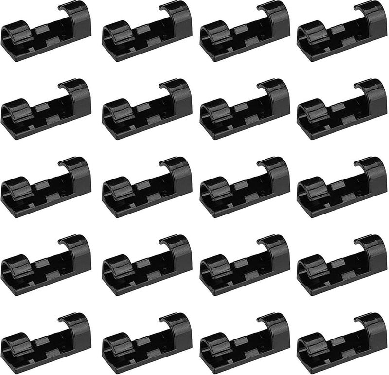 Black Cord Clips Adhesive Wire Cable Organizer 20 Pieces Acrylic Glue Mount - Image 2