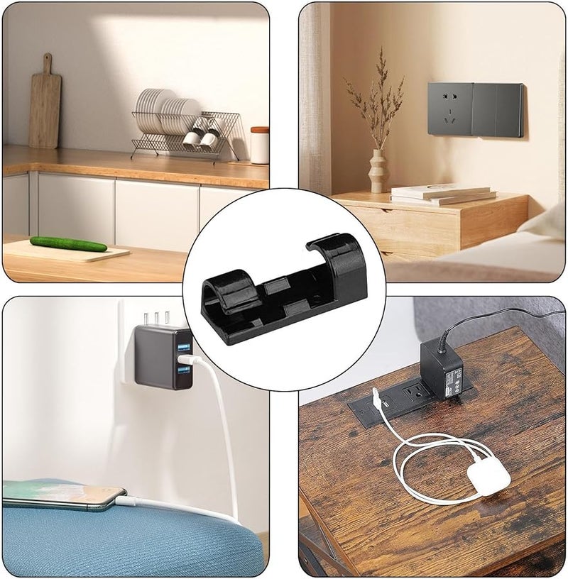 Black Cord Clips Adhesive Wire Cable Organizer 20 Pieces Acrylic Glue Mount - Image 4