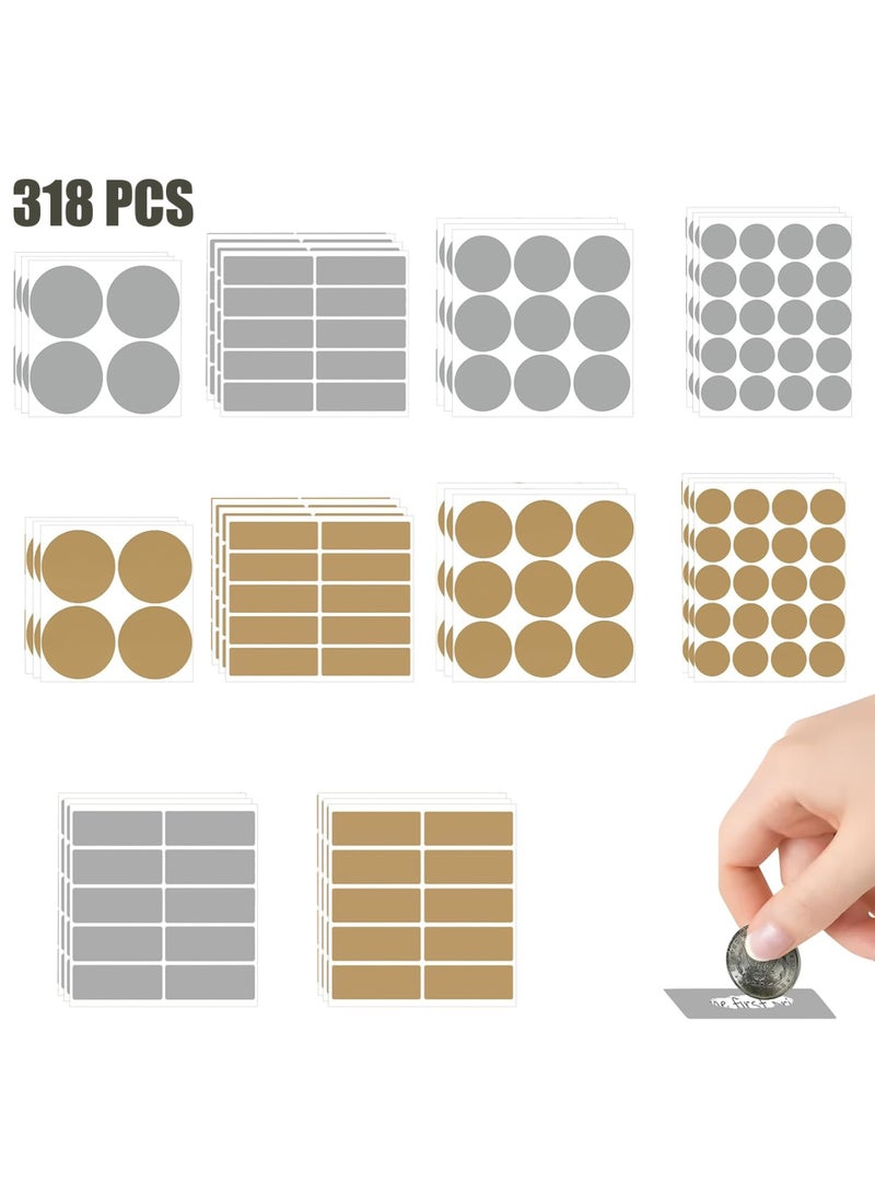LuckSa 318PCS Scratch Off Stickers Labels - Gold and Silver, Self-Adhesive Easy to Peel and Stick for DIY Wedding Party Games Fundraisers Promotions - Image 1
