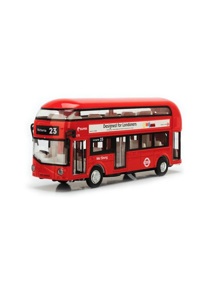xozgdovg 1:50 Alloy Car Model Large Retro Double-decker Bus Huili Sound And Light Special Effects Boy Cartoon Toy Car-Color:Red Vintage Bus  - Image 1