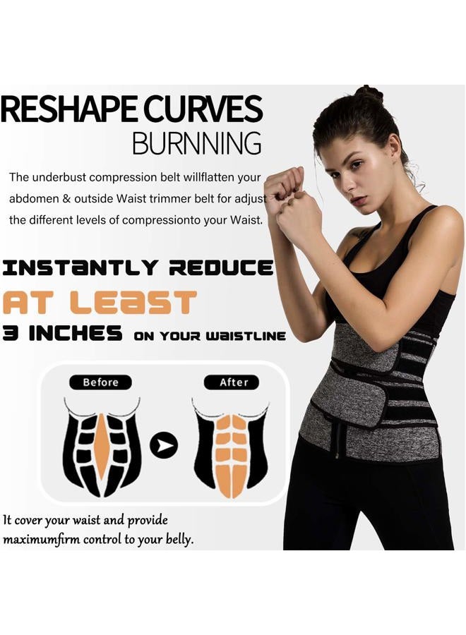 ANGOOL Neopren Waist Trainer For Women,Workout Plus Size Trimmer Belt Sauna Sweat Corset Cincher With Zipper Gray - Image 3