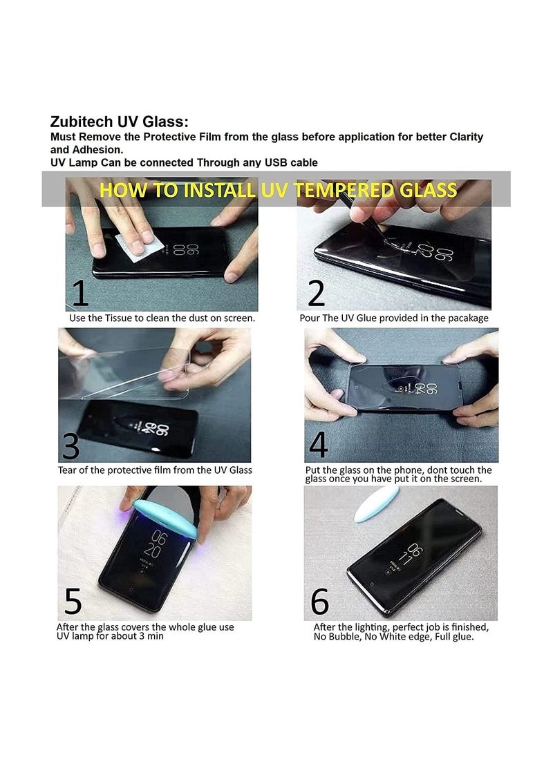 ماركة غير محددة UV Glass 3D Curved Edges Full Cover Tempered Glass Screen Protector Full Glue Edge to Edge Coverage Anti Scratch Anti Smudge Glass for Samsung Galaxy S23 Ultra 5G  - Image 2